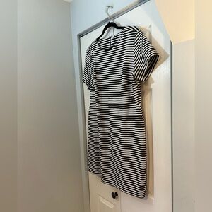 Old Navy XXL Black White Striped Fit Flare Dress Short Sleeve